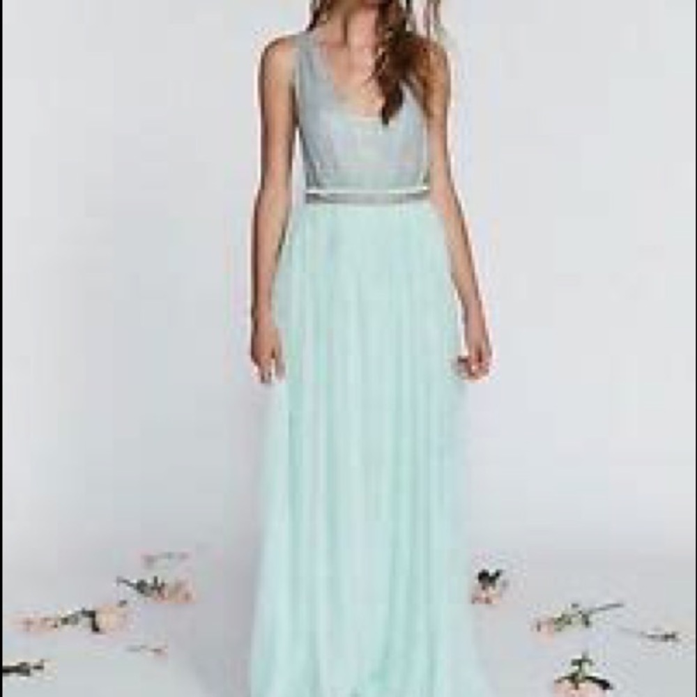 Elegant Mint and Gray Maxi Dress